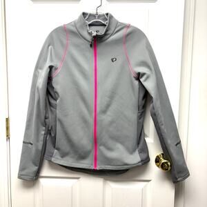 Pearl Izumi Jacket Gray Insulated Cycling Rear Pocket Long Sleeve Zip Size L